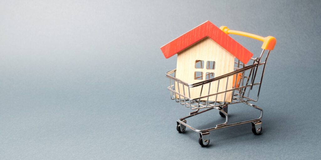Casa num carrinho de compras
