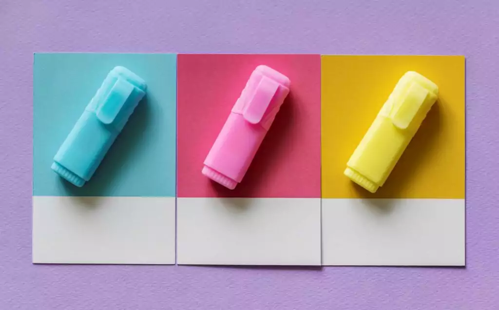 Highlighters and sticky notes