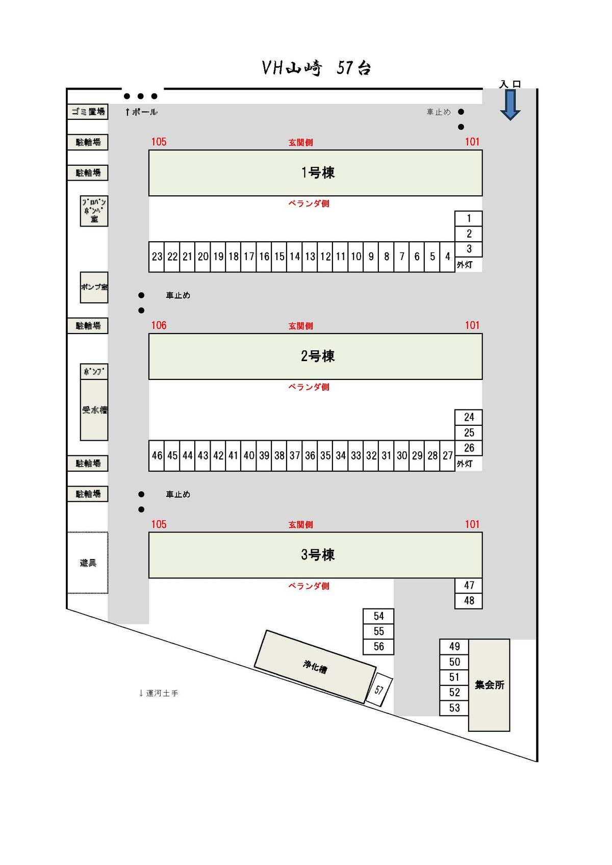 Denah Area Parkir Village House Yamazaki di Noda-shi