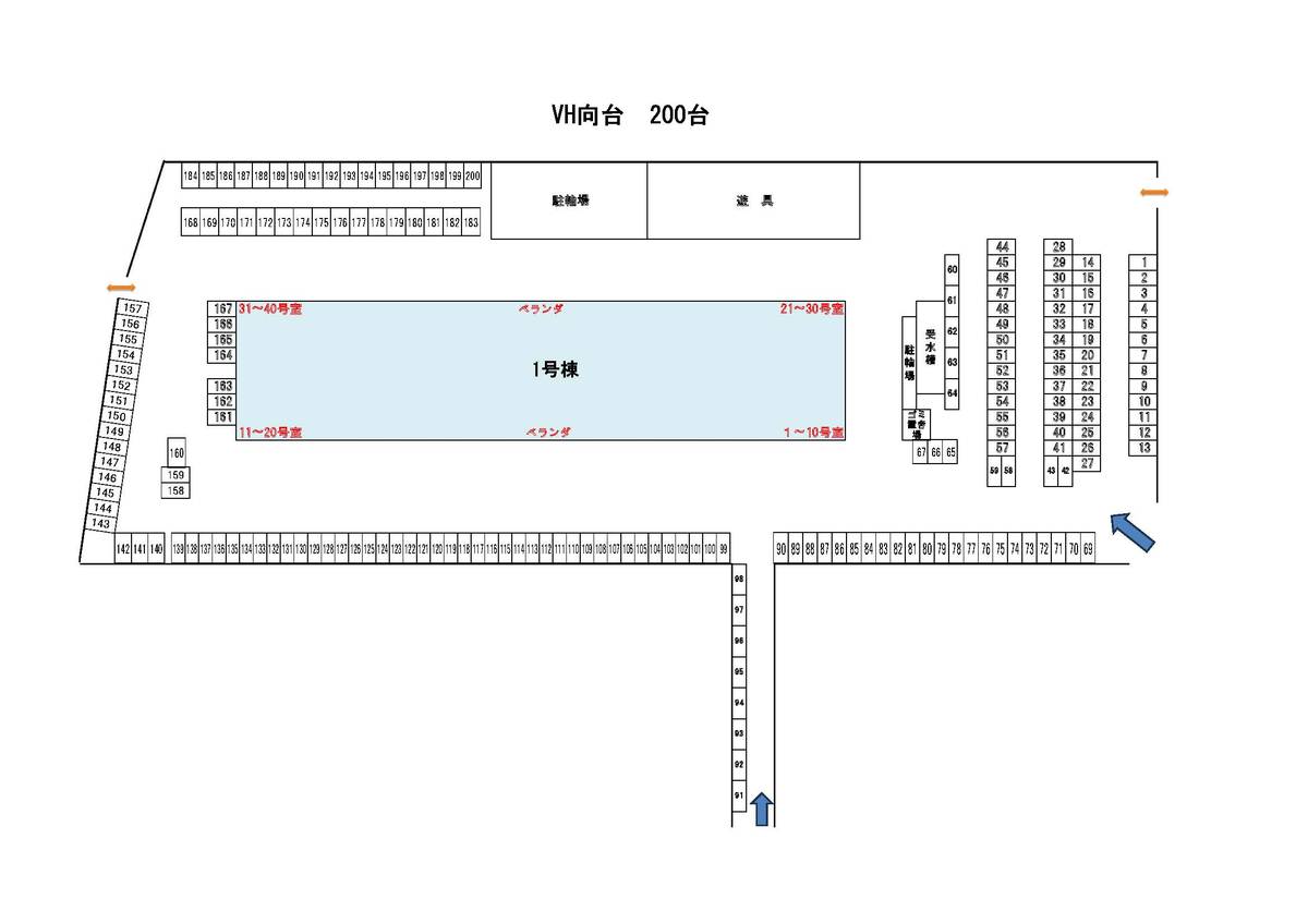 Nishitokyo-shi मा Village House Mukoudai Tower को पार्किङ स्पेसको नक्सा