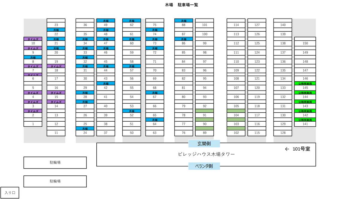 Mapa do Estacionamento de Village House Kiba Tower em Minato-ku