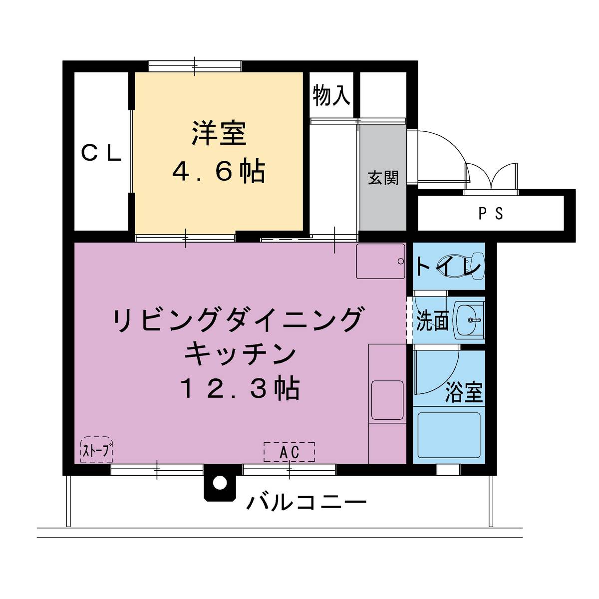 Sơ đồ phòng 1LDK của Village House Itoi ở Tomakomai-shi