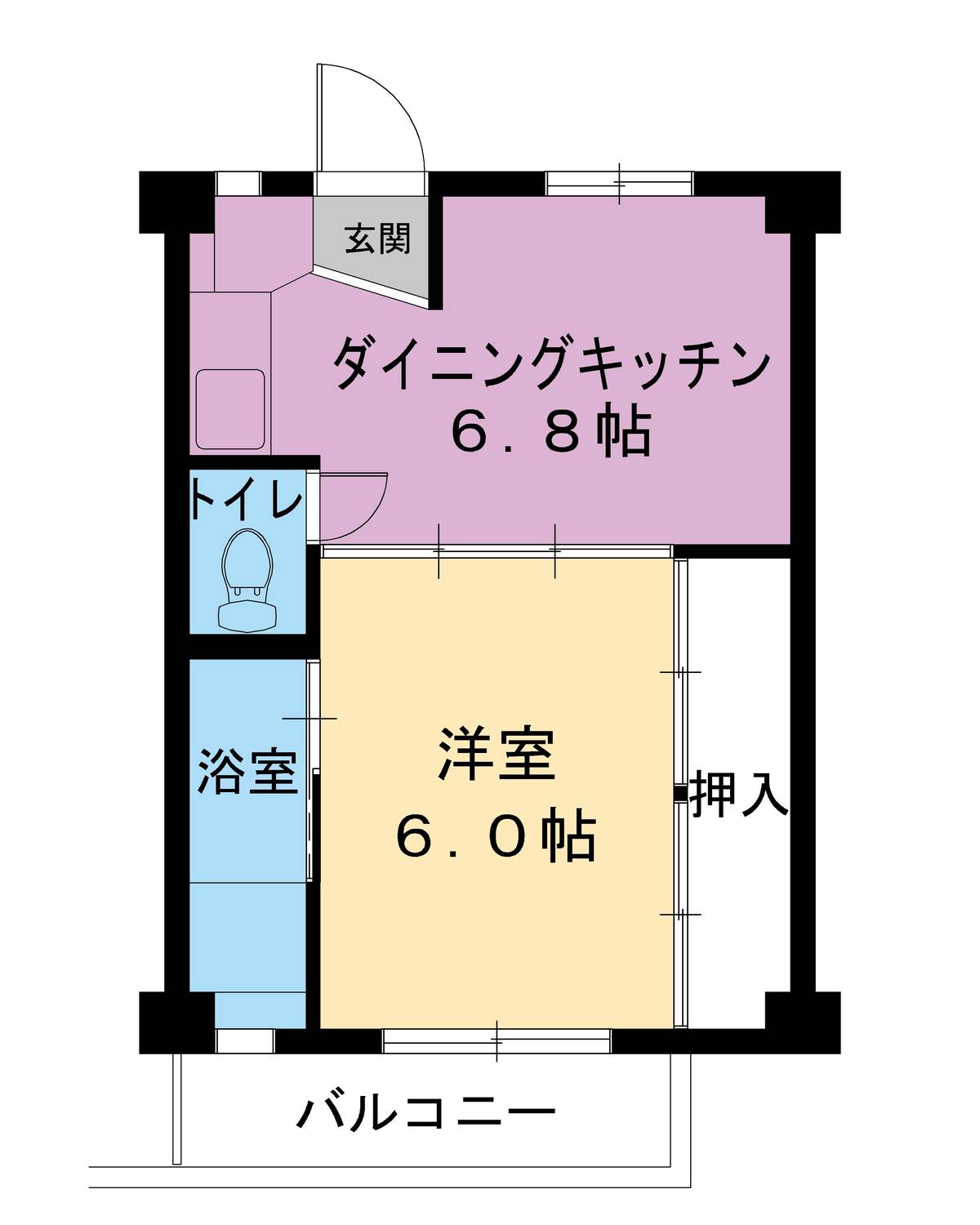 花巻市ビレッジハウス下北の間取り図1DK