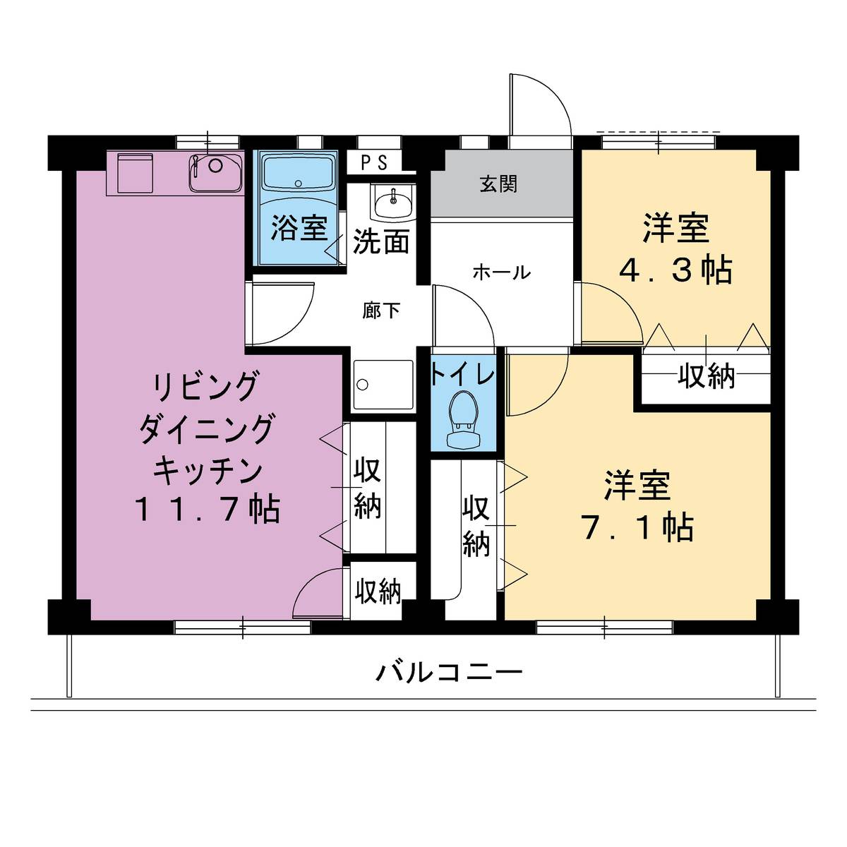 3DK denah lantai Village House Iriyamazu di Yokosuka-shi