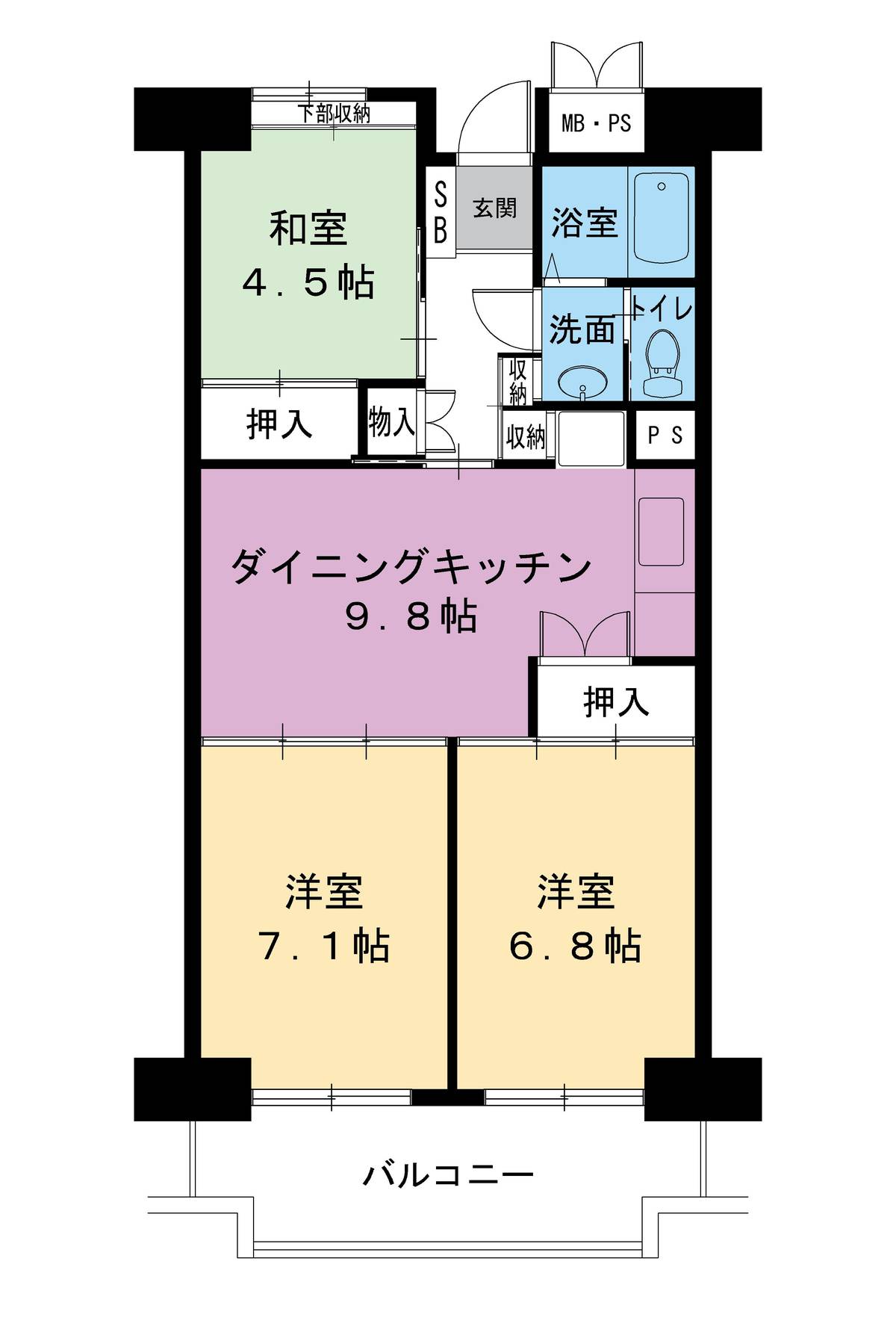 Tochigi-shi मा Village House Tochigi Hinode Tower को 3DK फ्लोरप्लान