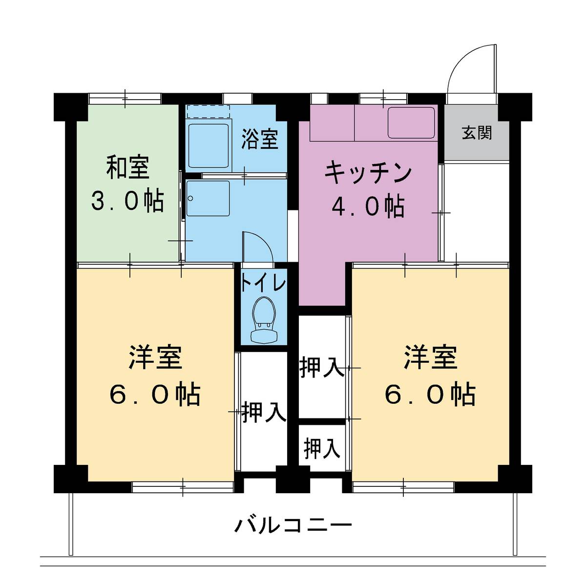 各務原市ビレッジハウス各務原の間取り図3DK