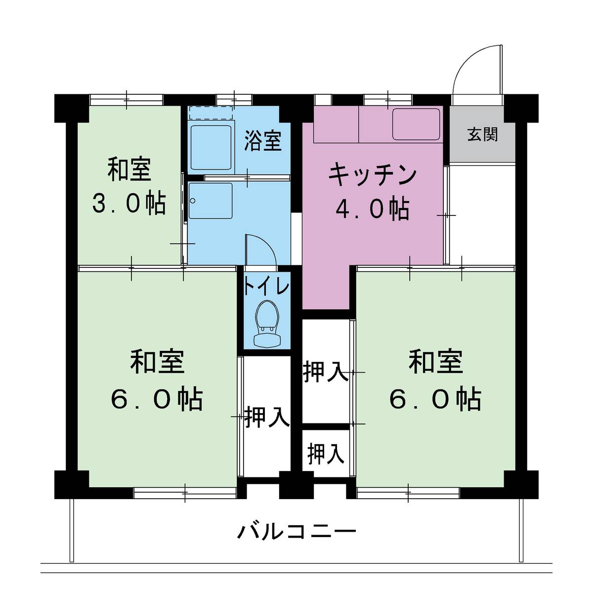 安城市ビレッジハウス下管池の間取り図3DK