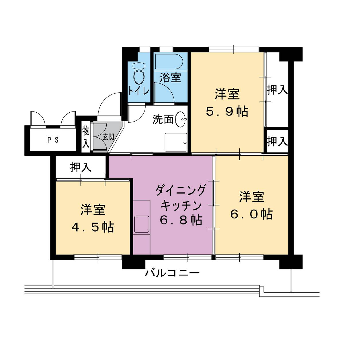 天竜区ビレッジハウス山王の間取り図3DK