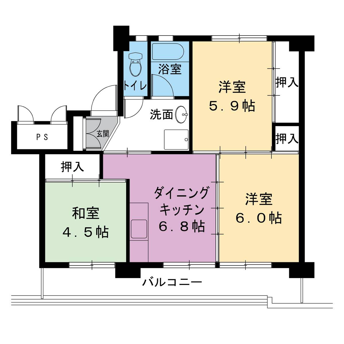 3DK denah lantai Village House Omaezaki di Omaezaki-shi