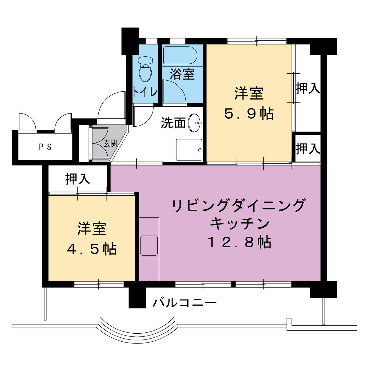 2LDK denah lantai Village House Shiroyamashita di Kikugawa-shi