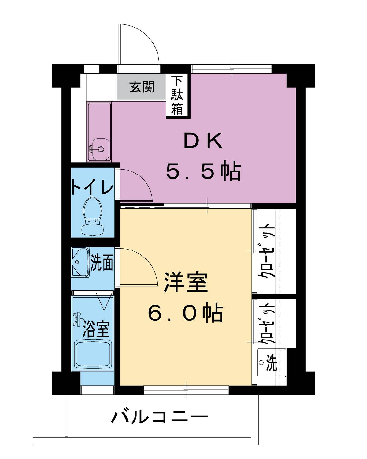 柏原市ビレッジハウス法善寺の間取り図1DK