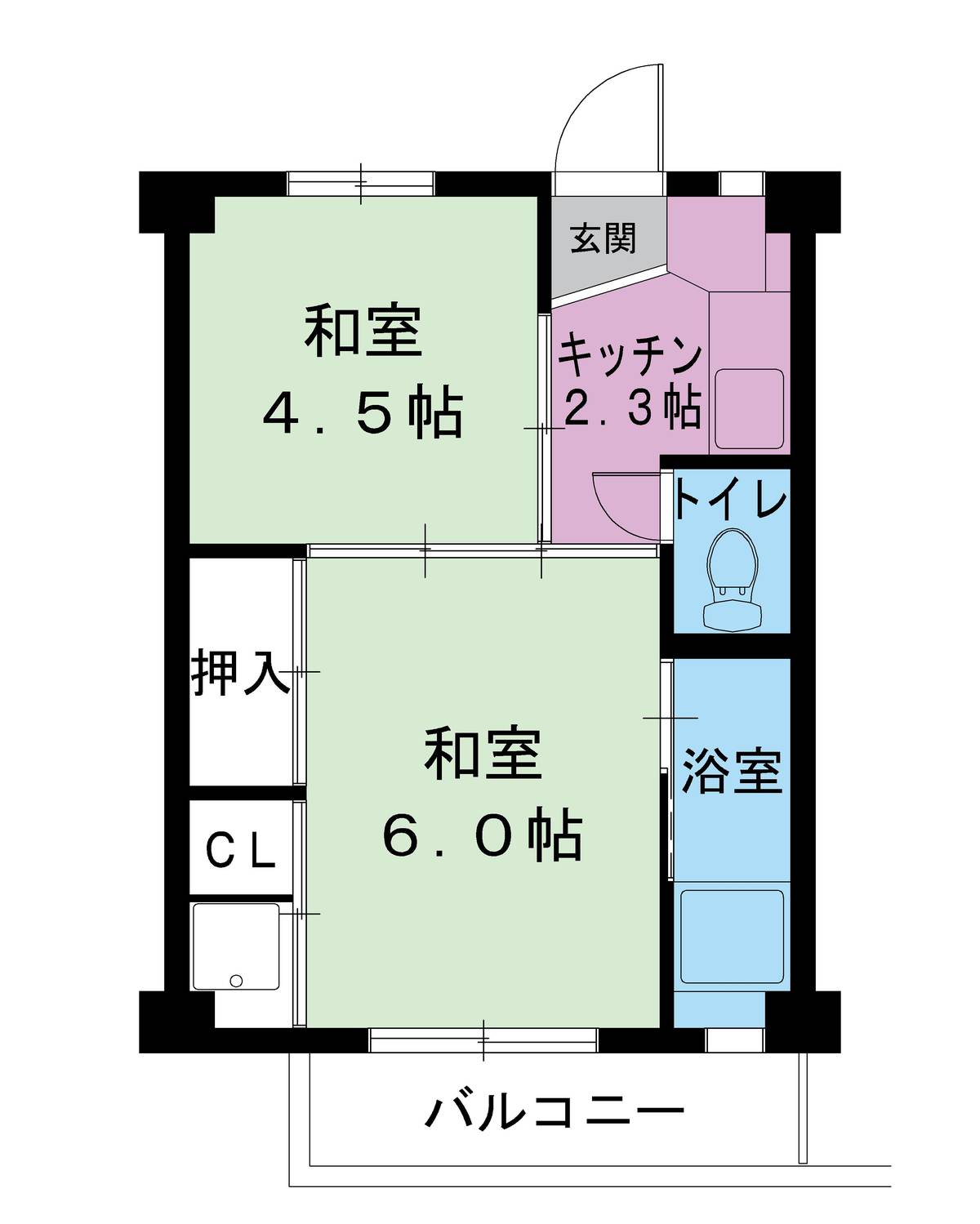 高槻市ビレッジハウス西町の間取り図2K