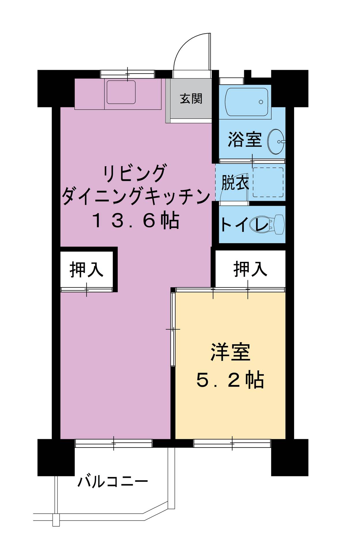 1LDK floorplan of Village House Senbokutoga Tower in Minami-ku