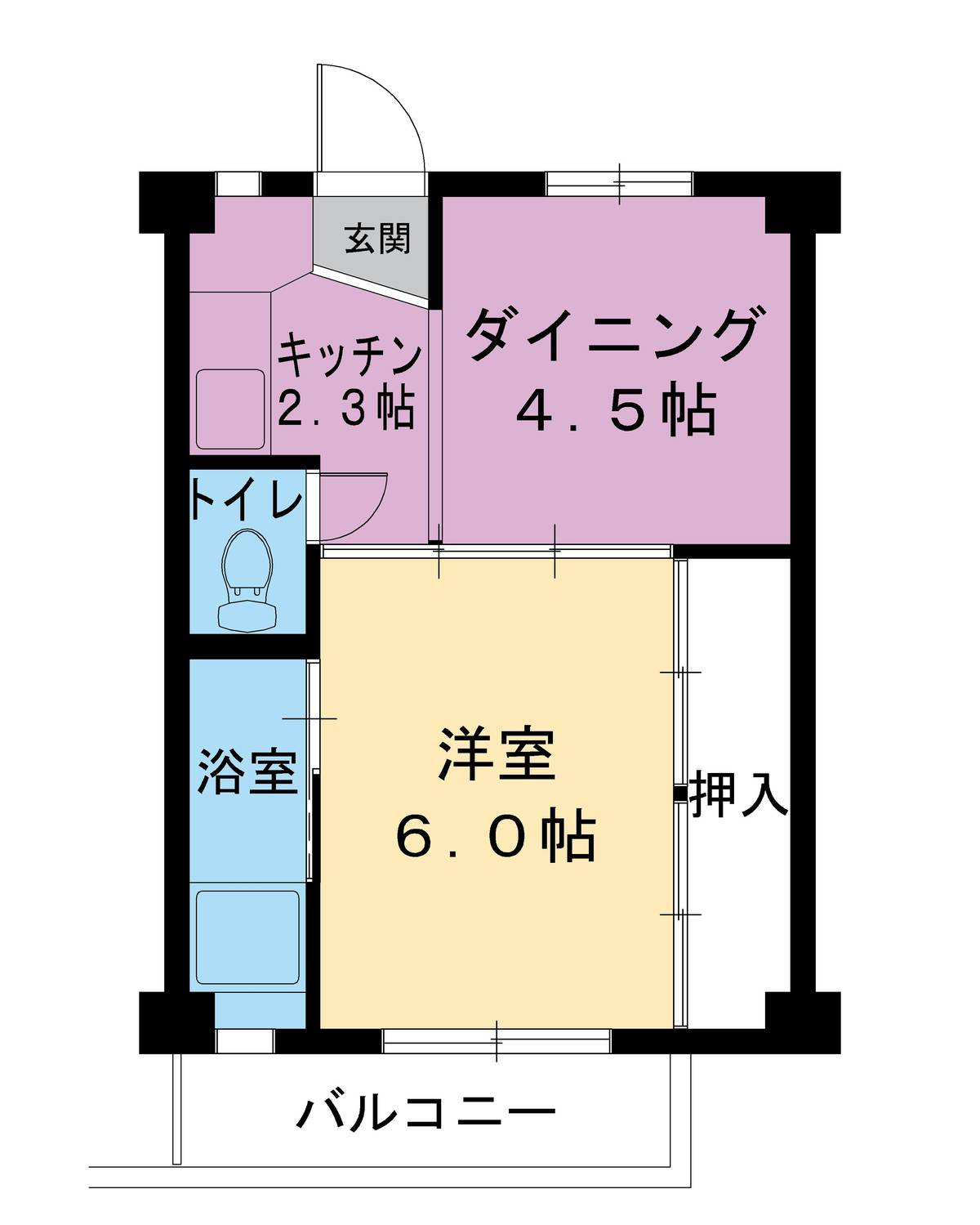 倉敷市ビレッジハウス水島の間取り図1DK