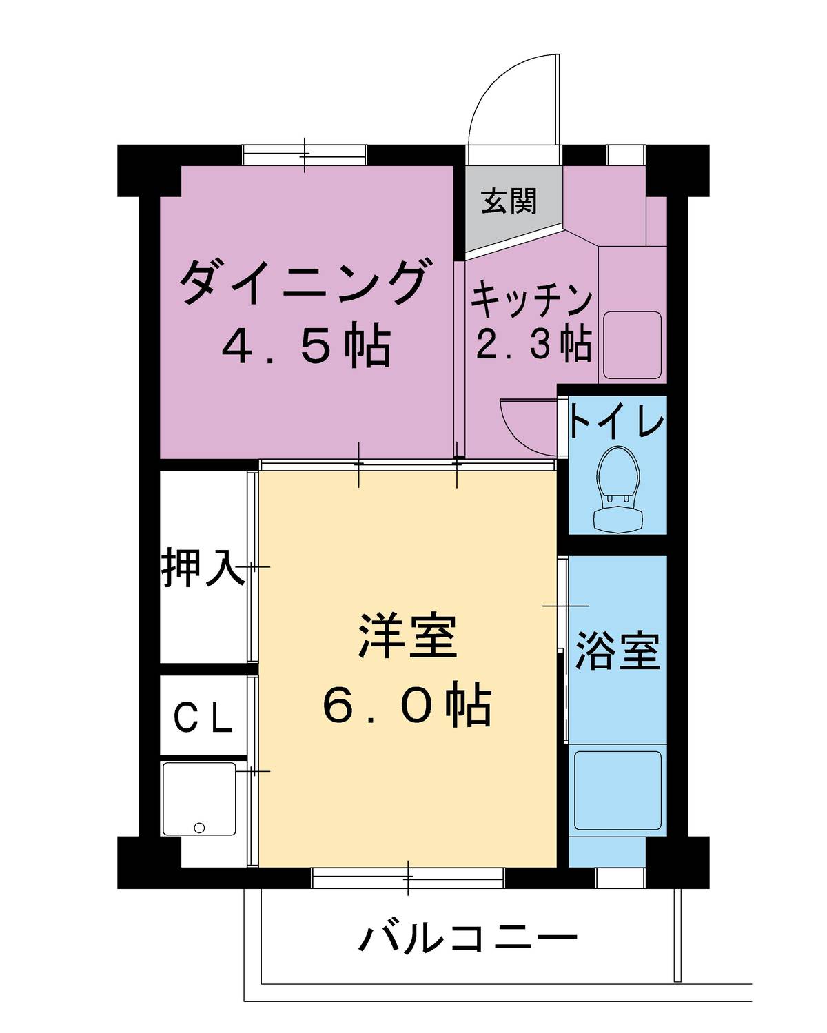 松江市ビレッジハウス上乃木の間取り図1DK