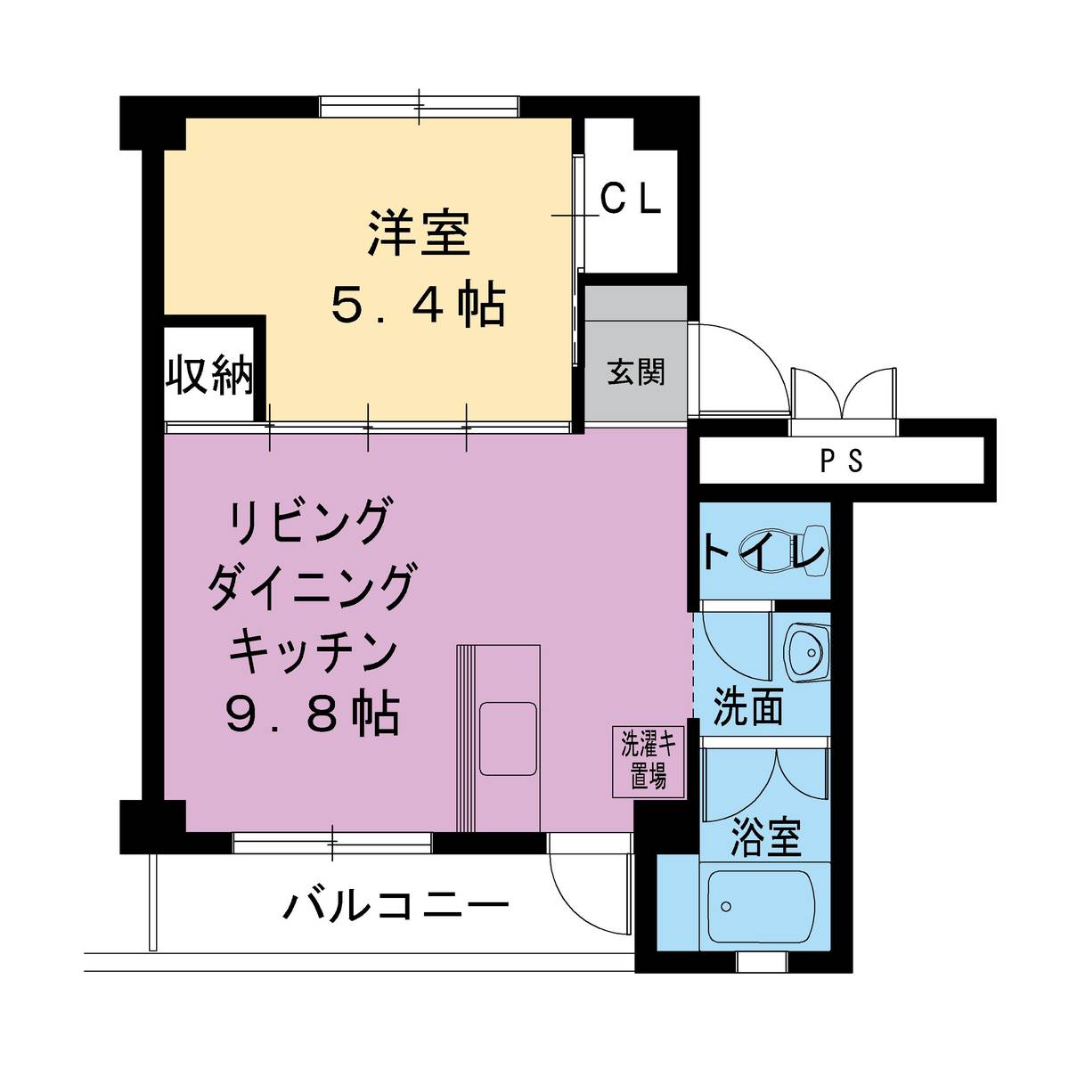 1LDK denah lantai Village House Onoda Dai 2 di Sanyoonoda-shi