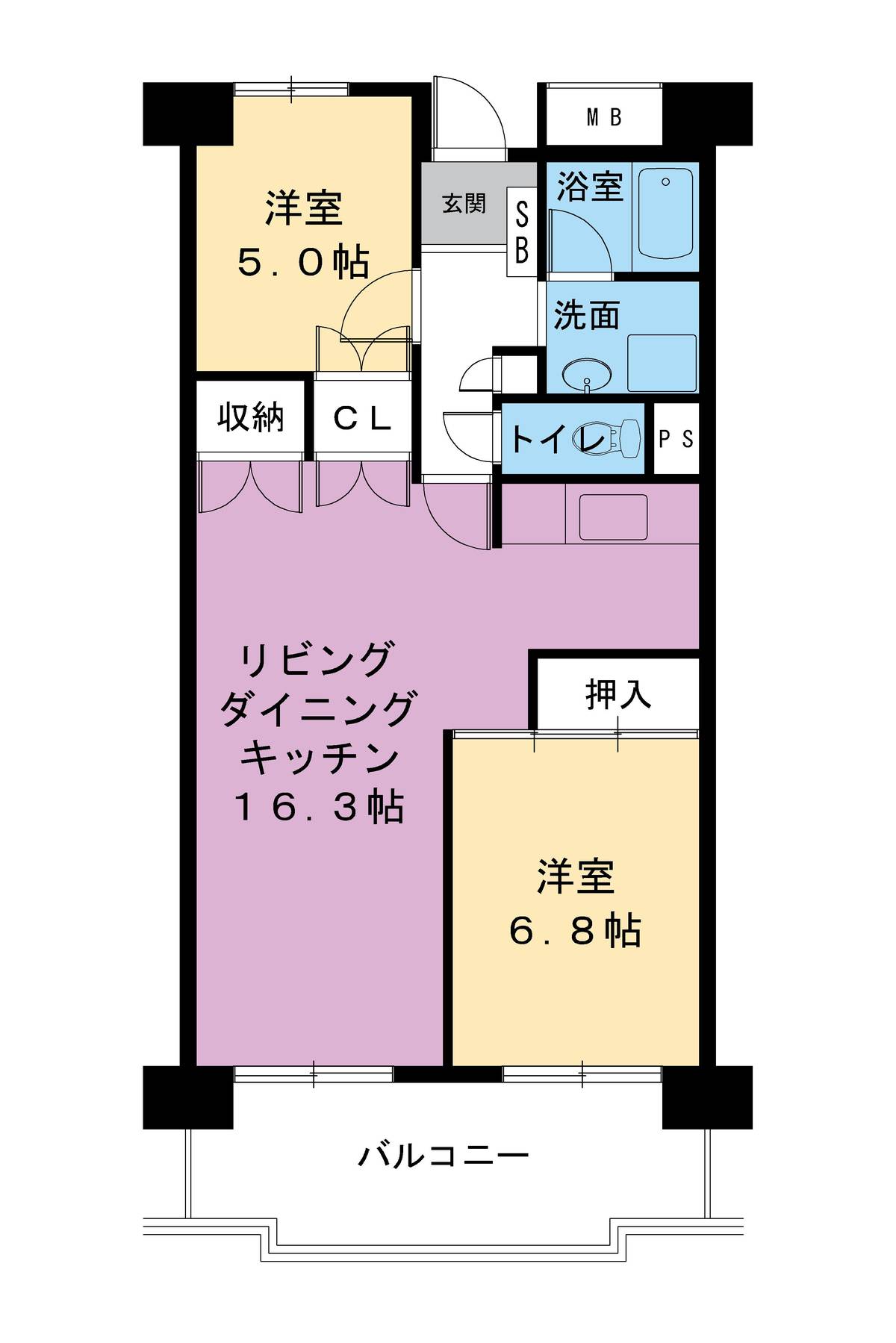 Higashihiroshima-shi मा Village House Takamigaoka Tower को 2LDK फ्लोरप्लान