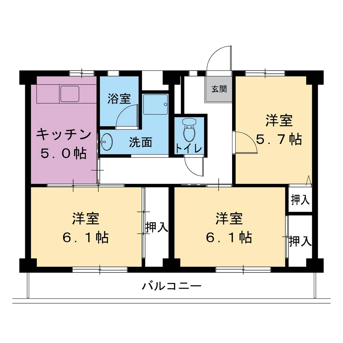 3DK Kokuraminami-ku ရှိ Village House Numakoyanagi ၏ အခန်းဖွဲ့စည်းပုံ