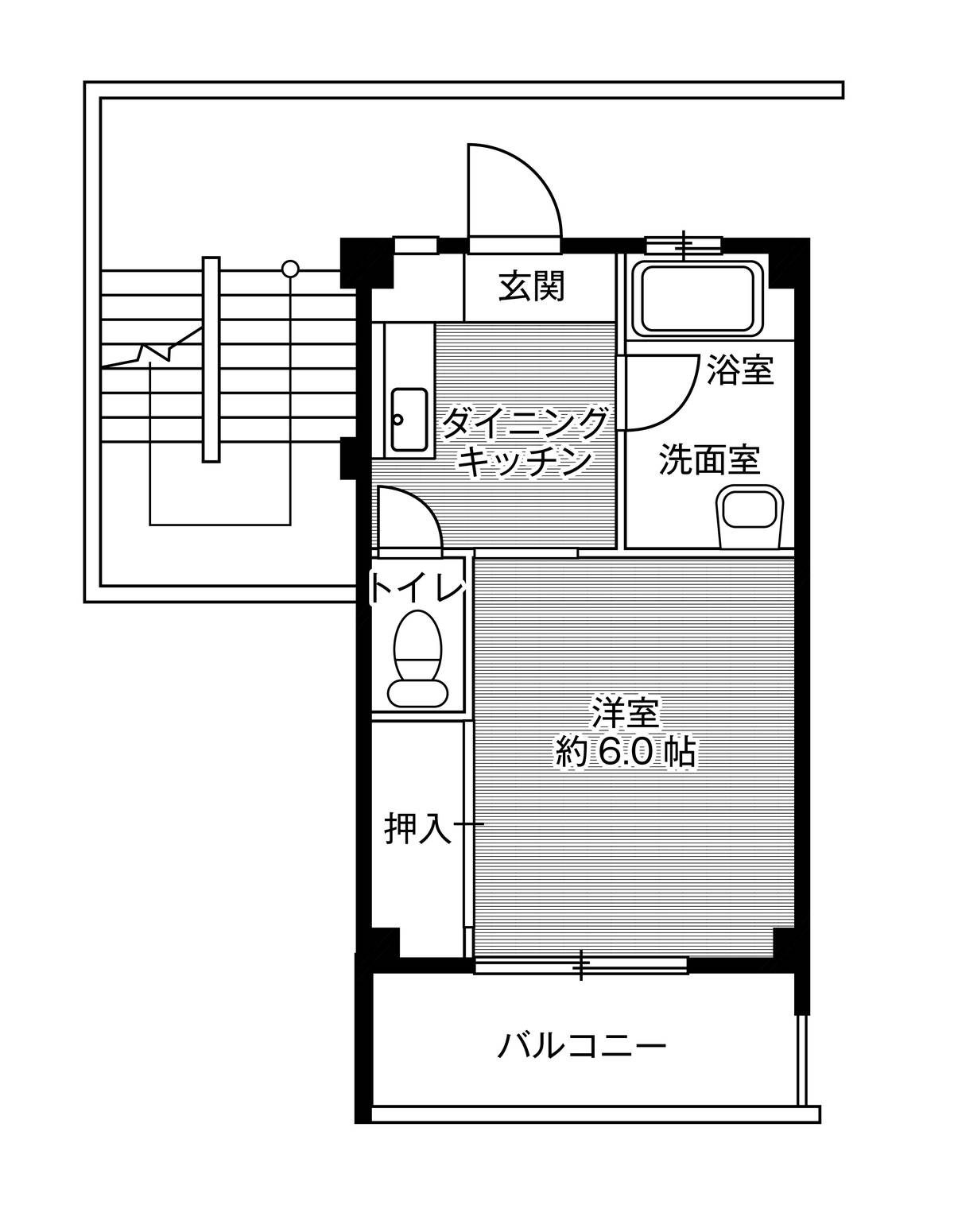 Sơ đồ phòng 1K của Village House Daiwa ở Komaki-shi