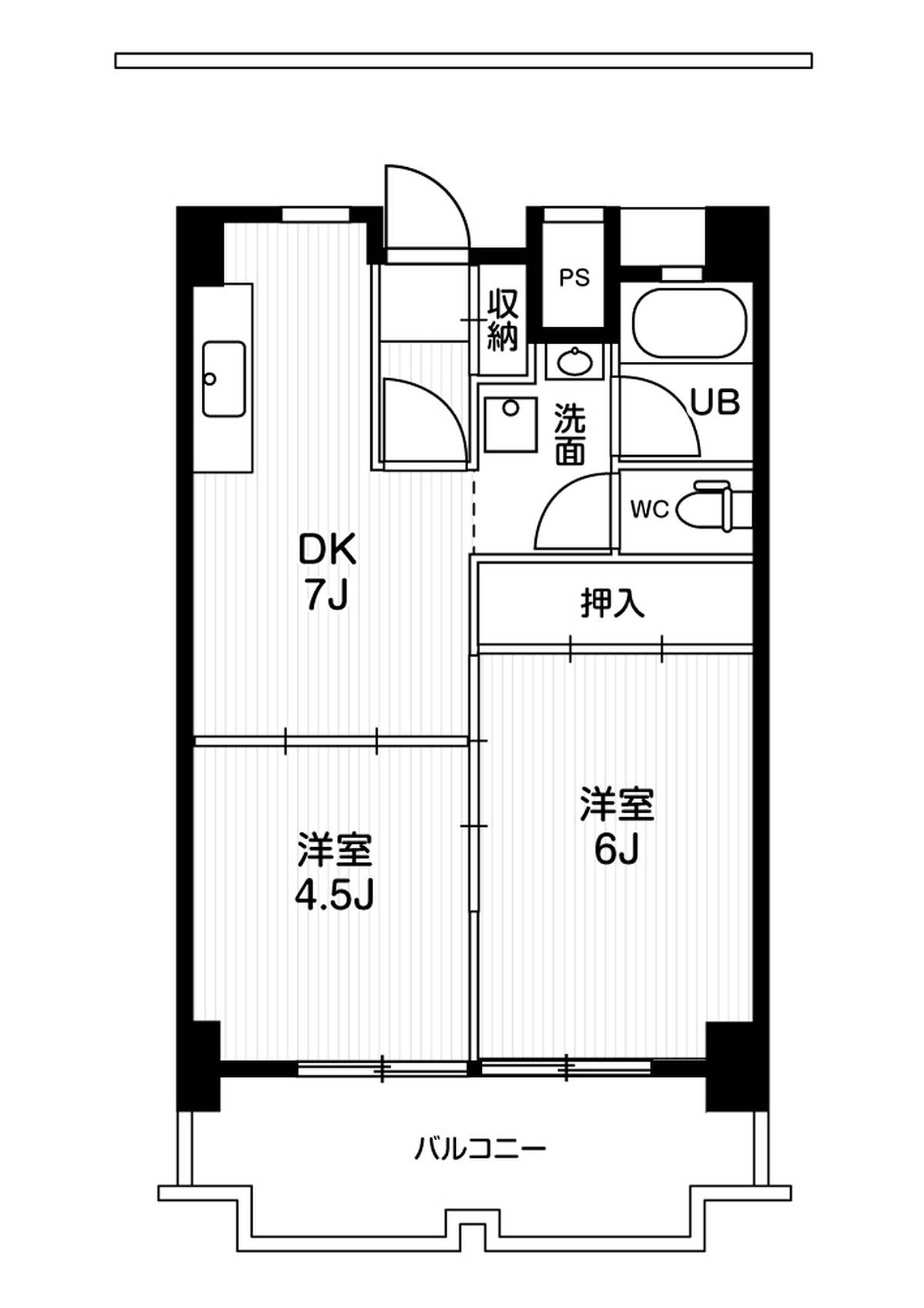 一宮市ビレッジハウス一宮タワーの間取り図2DK
