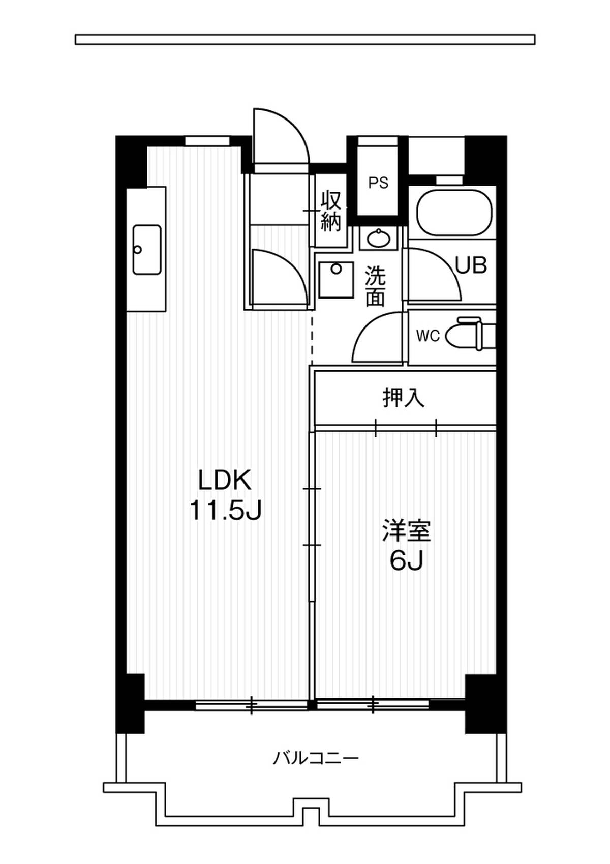 一宮市ビレッジハウス一宮タワーの間取り図1LDK