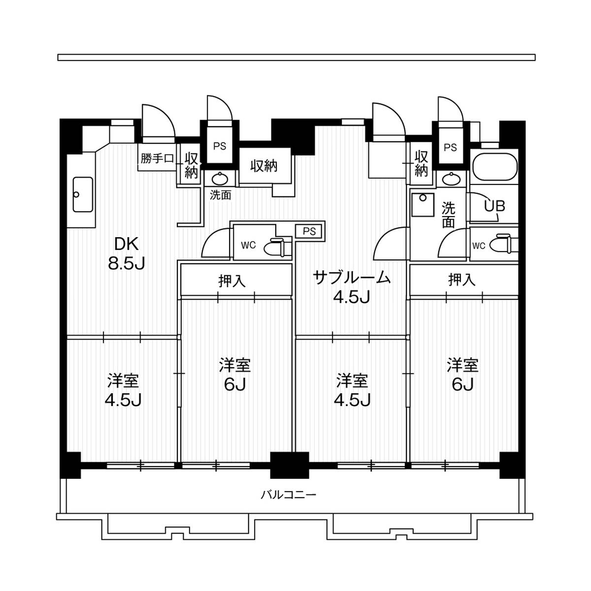 一宮市ビレッジハウス一宮タワーの間取り図4DK