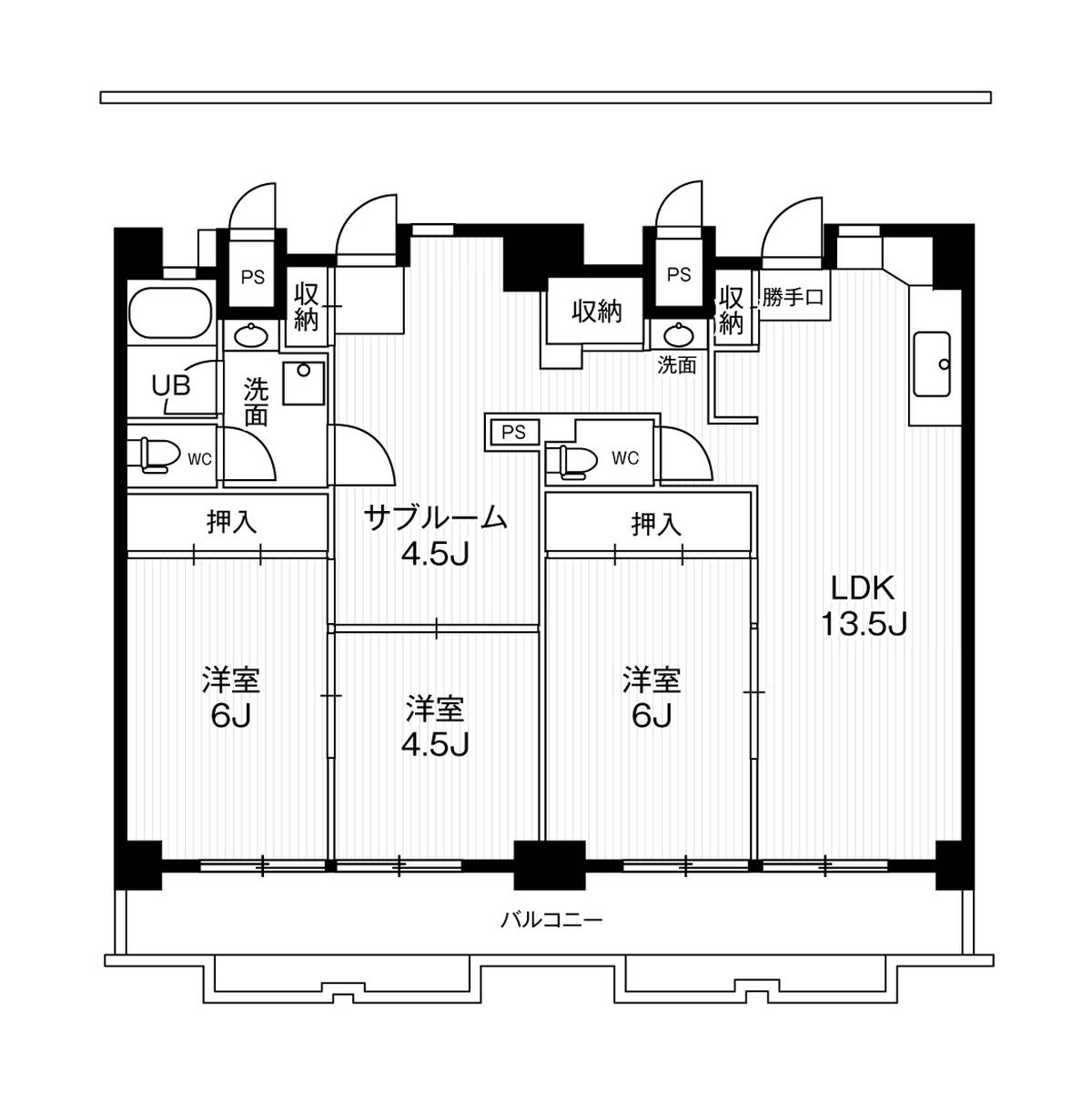 一宮市ビレッジハウス一宮タワーの間取り図3LDK