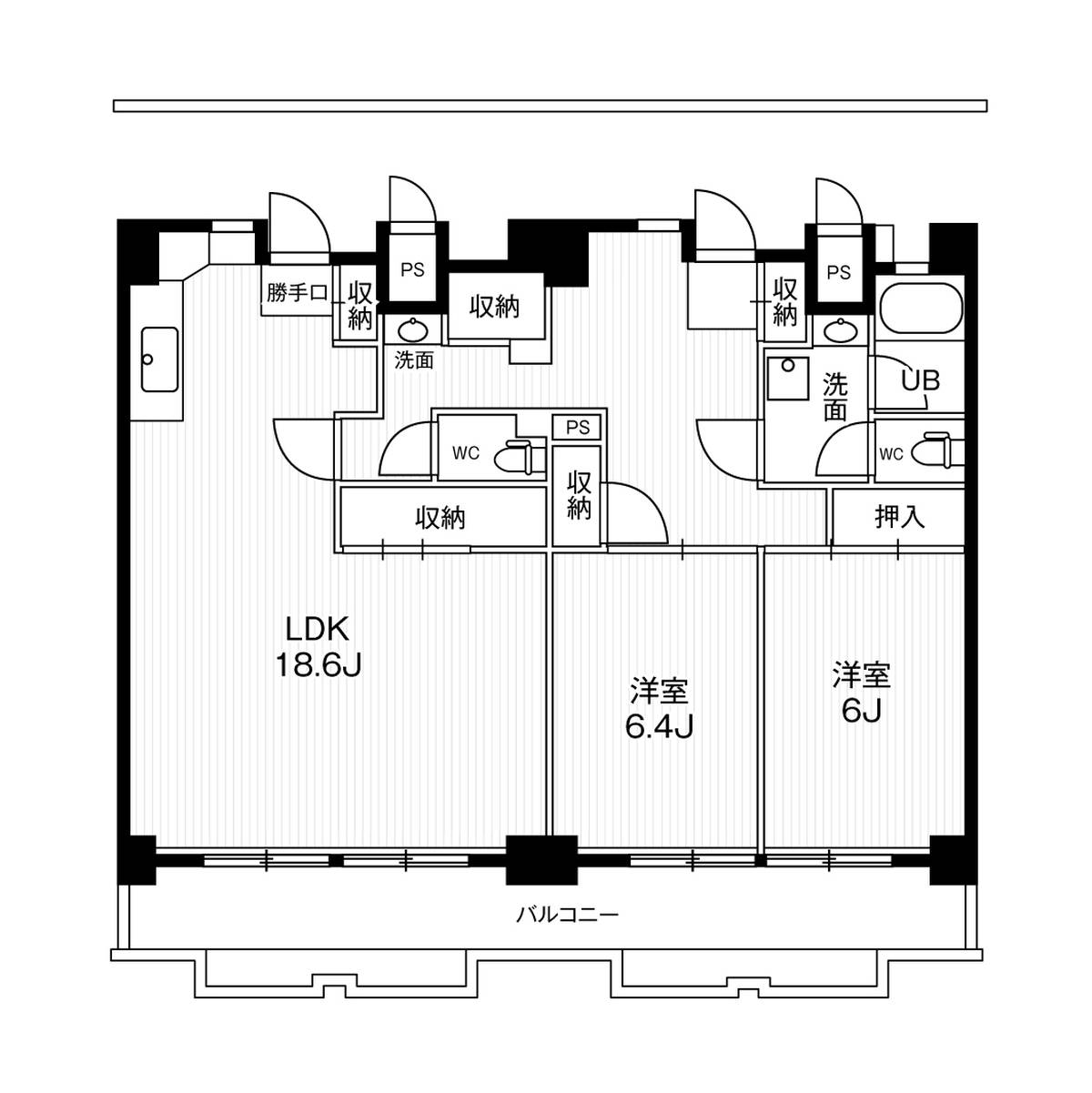 2LDK floorplan of Village House Ichinomiya Tower in Ichinomiya-shi
