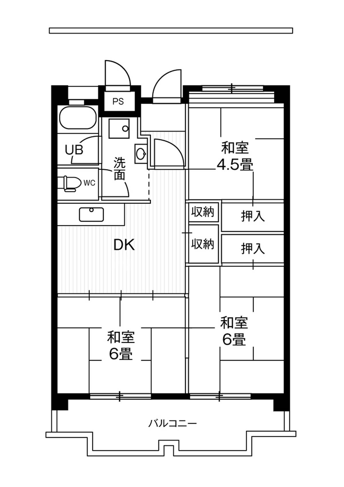 Sơ đồ phòng 3DK của Village House Ichinomiya Tower ở Ichinomiya-shi