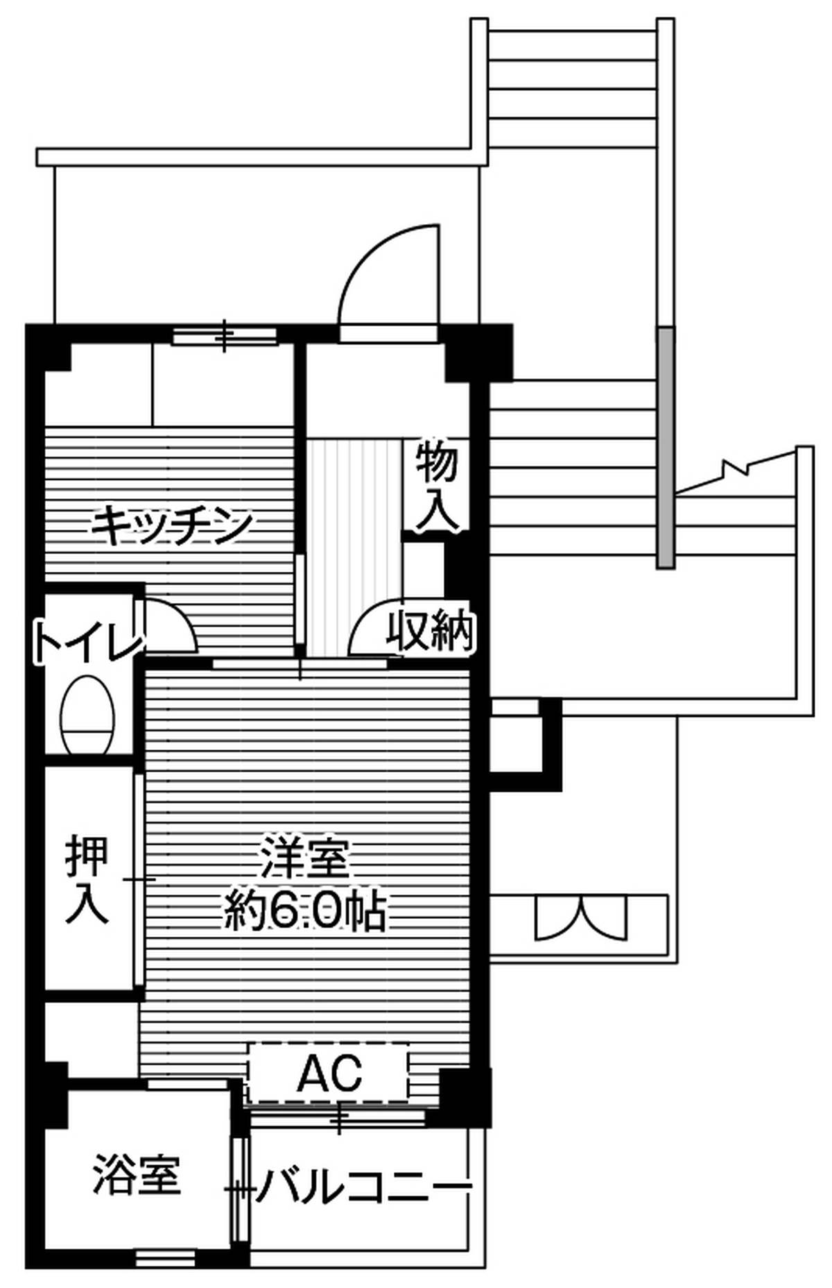位于鎌倉市的Village House 鎌倉的平面图1K