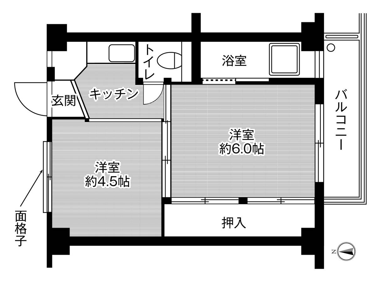 Sơ đồ phòng 2K của Village House Iriyamazu ở Yokosuka-shi
