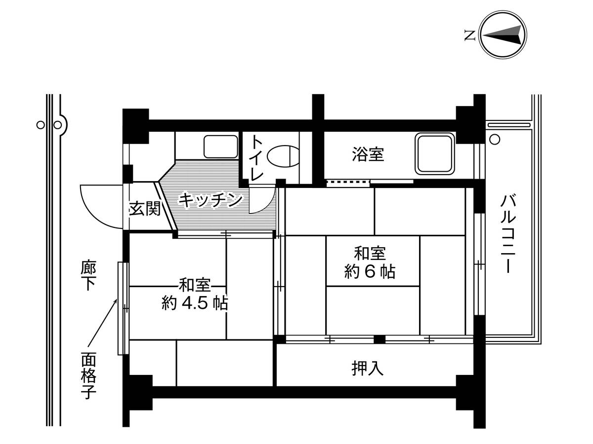 2K floorplan of Village House Konakadai in Inage-ku