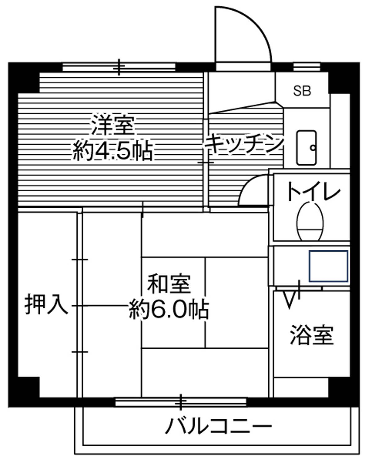 Sơ đồ phòng 2K của Village House Kameino ở Fujisawa-shi