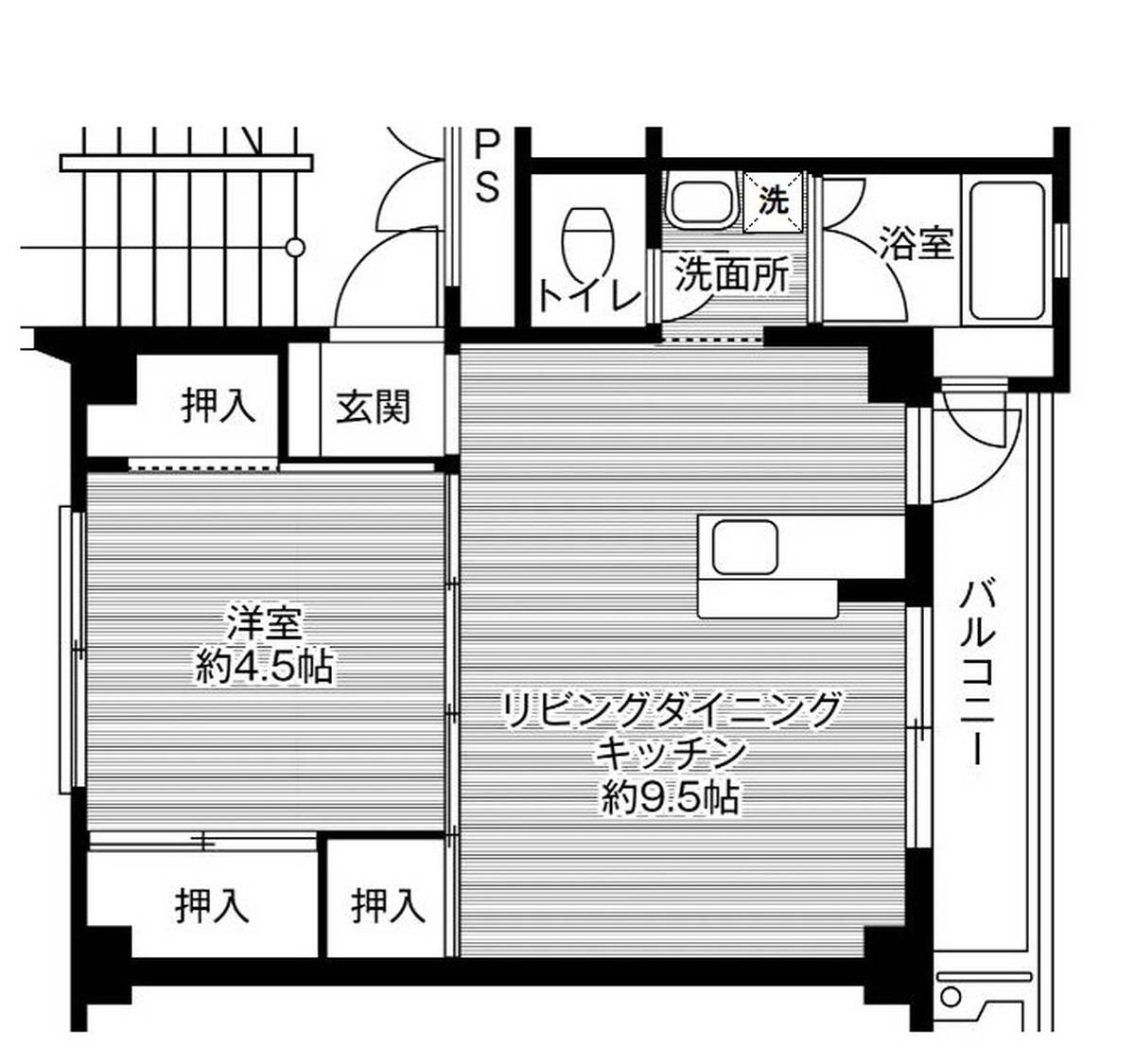 1LDK floorplan of Village House Misono in Oita-shi