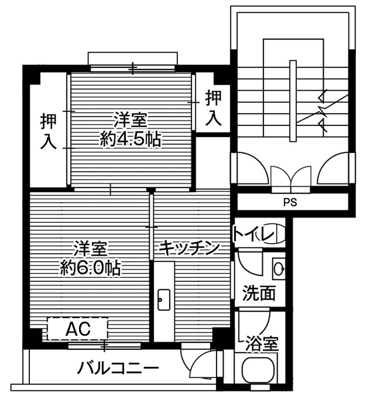 Sơ đồ phòng 2K của Village House Aomori Minami ở Aomori-shi