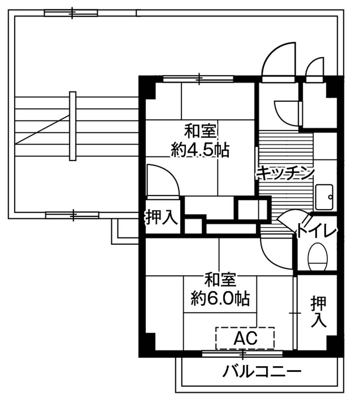 室蘭市ビレッジハウス水元の間取り図2K