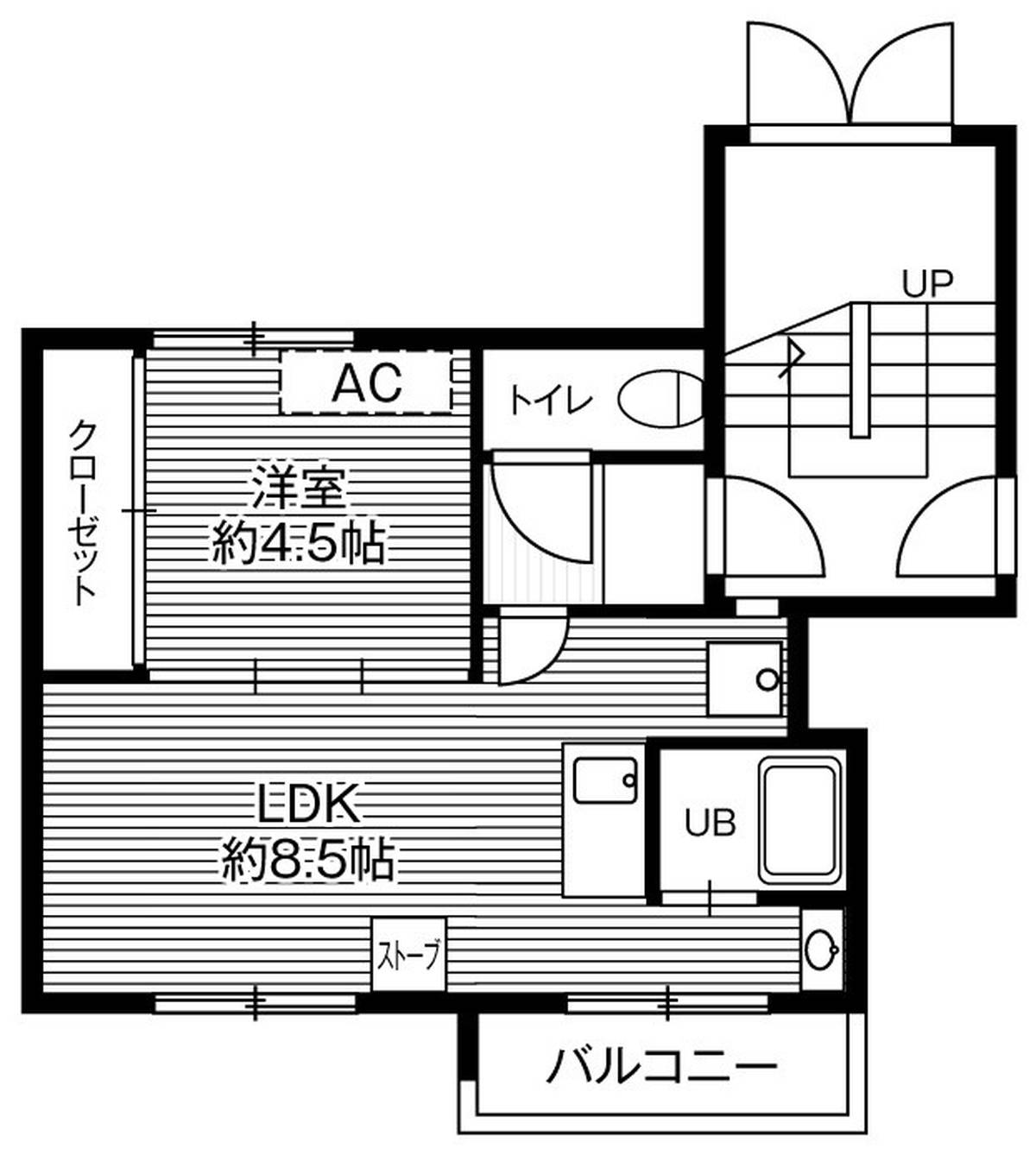 Planta 1LDK Village House Fukuzumi em Toyohira-ku