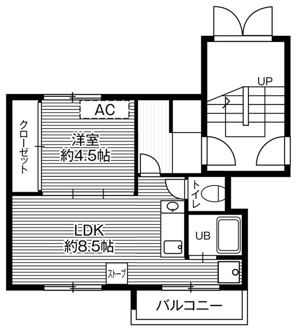 1LDK floorplan of Village House Teine in Nishi-ku