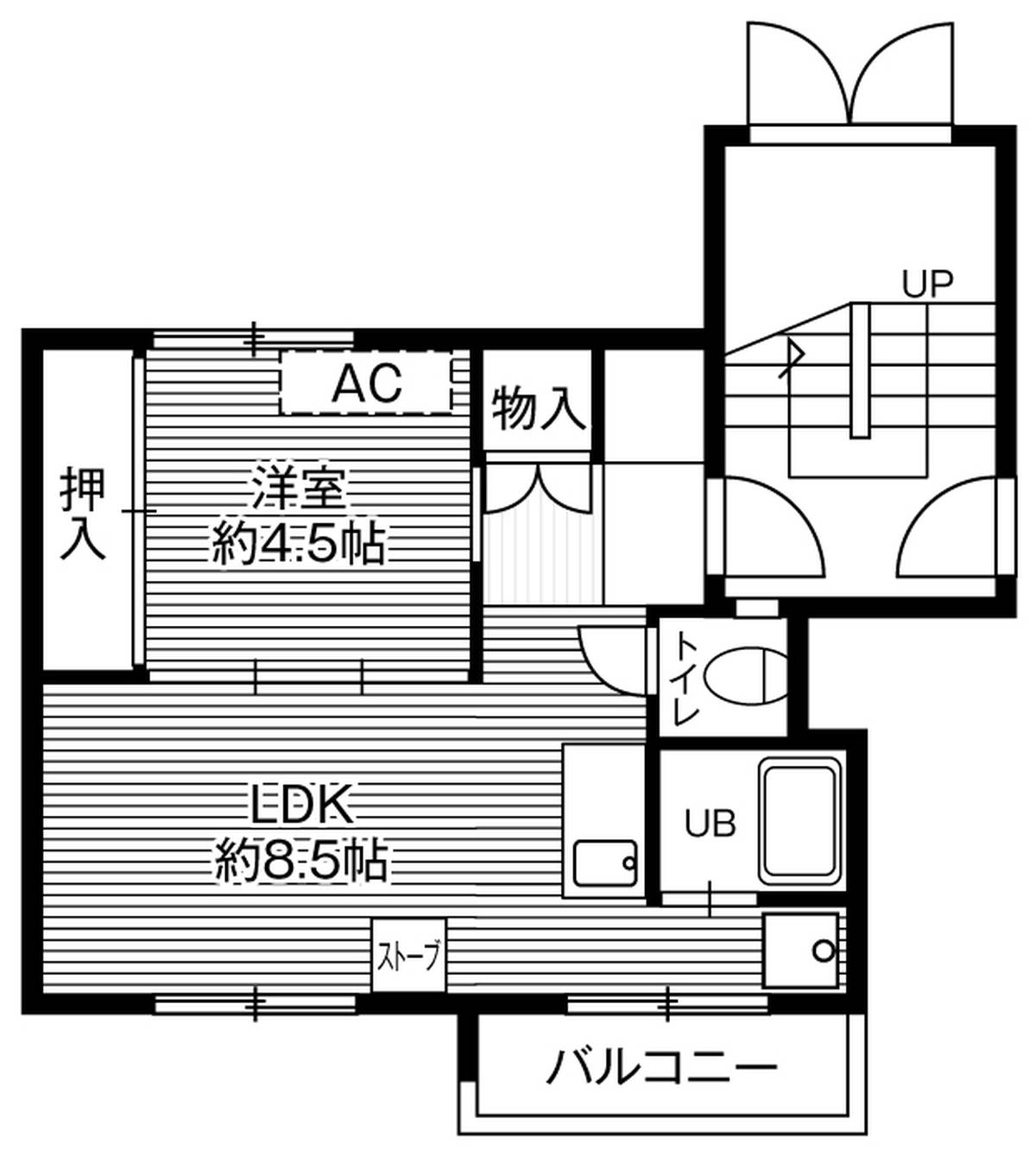 1LDK floorplan of Village House Zenibako in Otaru-shi