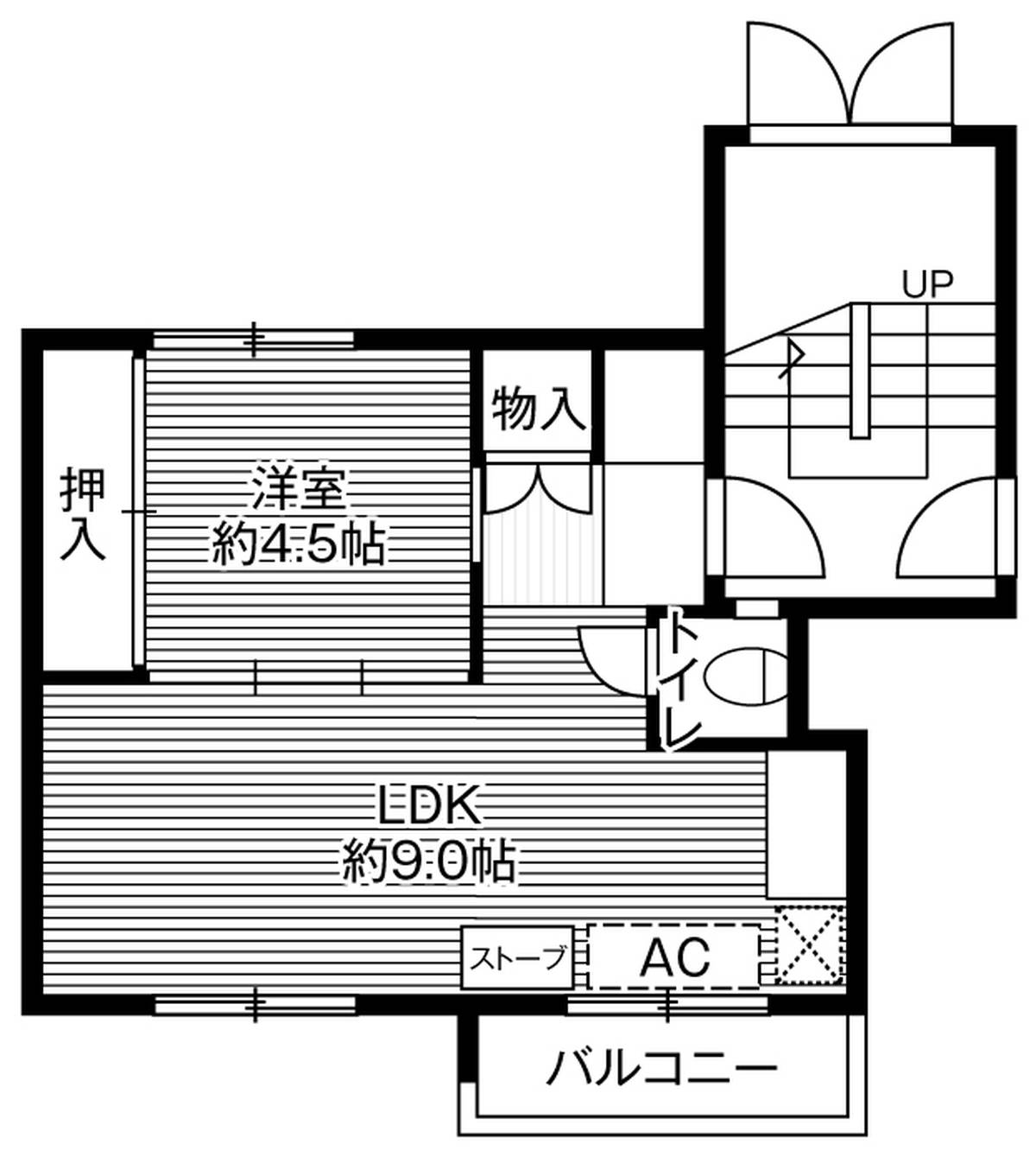 位于小樽市的Village House 銭函的平面图1LDK