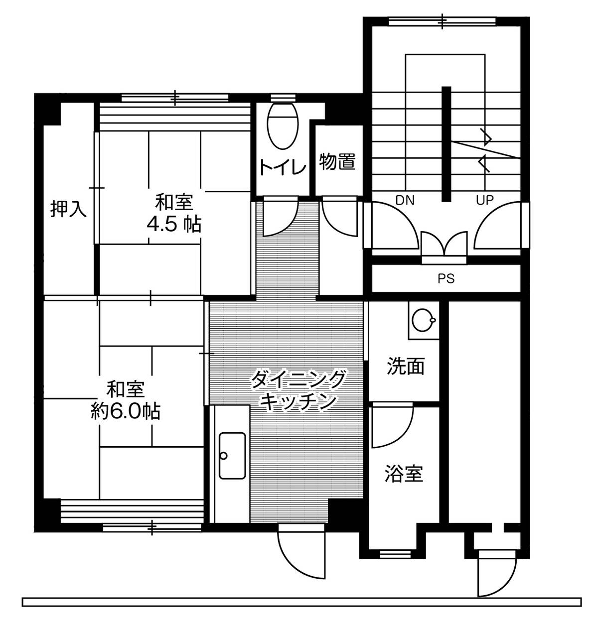 2DK floorplan of Village House Unshu Hirata in Izumo-shi
