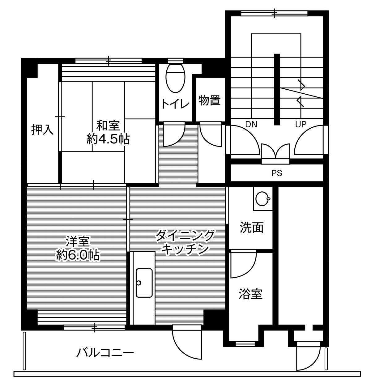Sơ đồ phòng 2DK của Village House Unshu Hirata ở Izumo-shi
