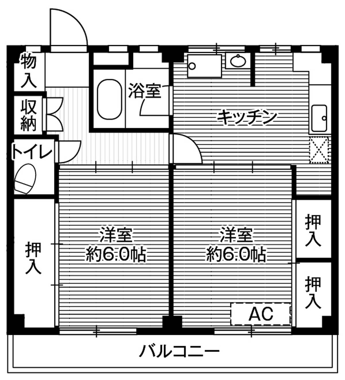 2DK floorplan of Village House Negishi in Kawaguchi-shi