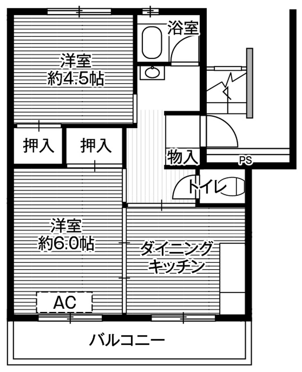2DK floorplan of Village House Daishuku in Toride-shi