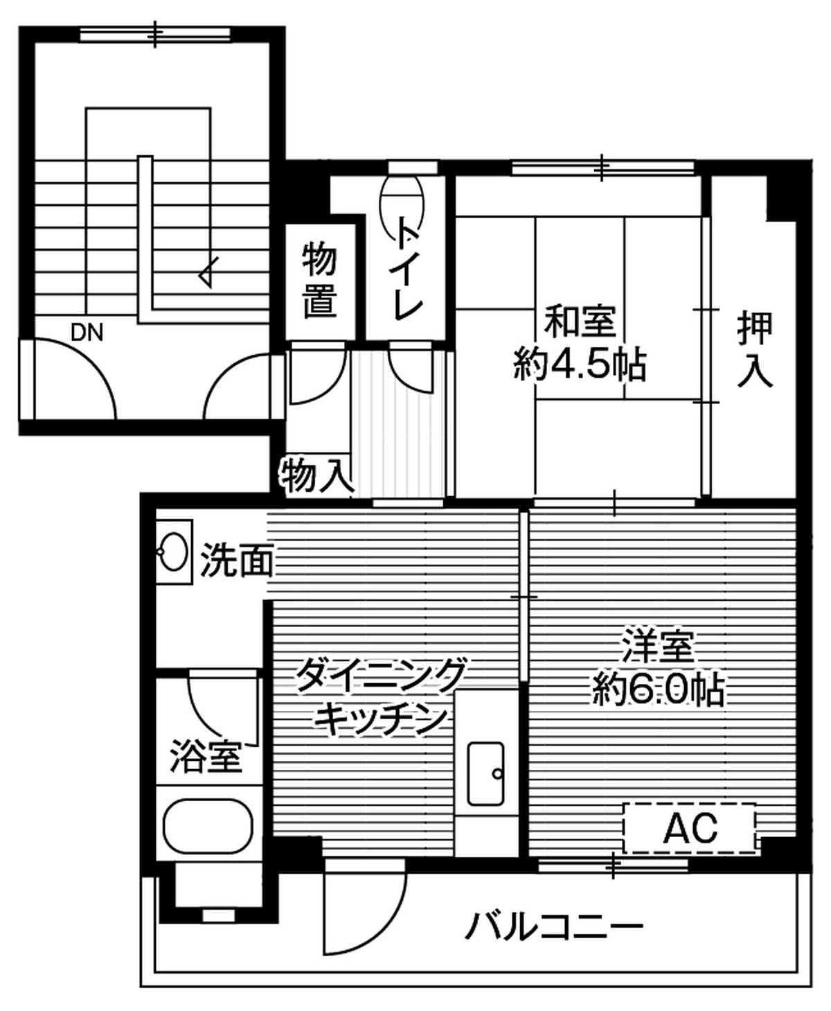 2DK floorplan of Village House Nakaniida in Kami-gun