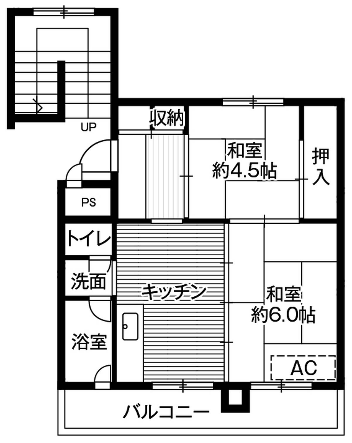 2DK floorplan of Village House Shin Chioda in Yubari-shi