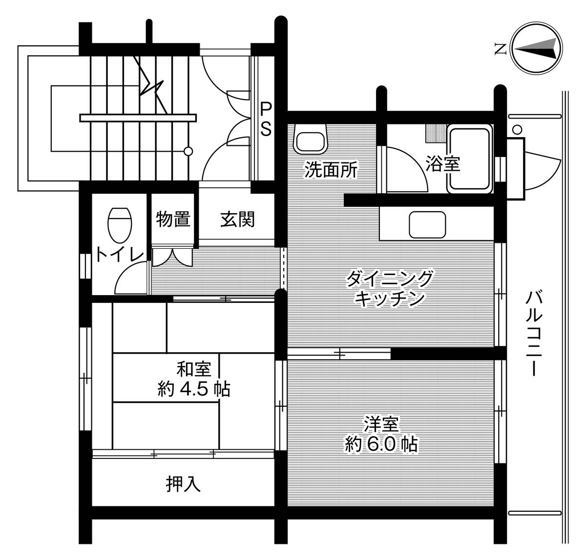 高知市ビレッジハウス高知の間取り図2DK
