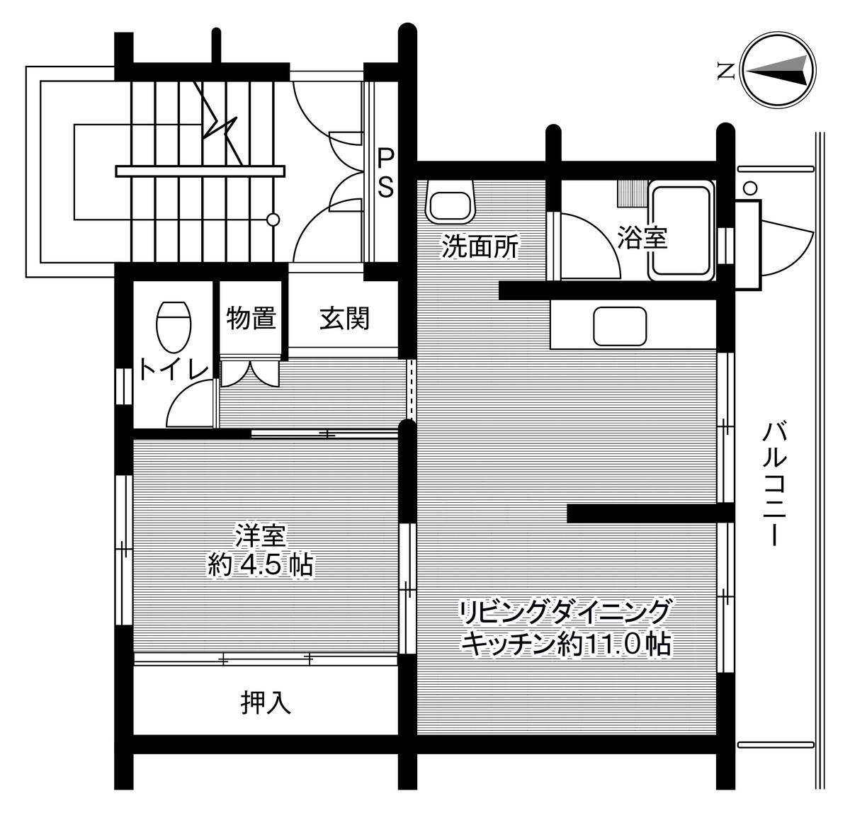 高知市ビレッジハウス高知の間取り図2DK