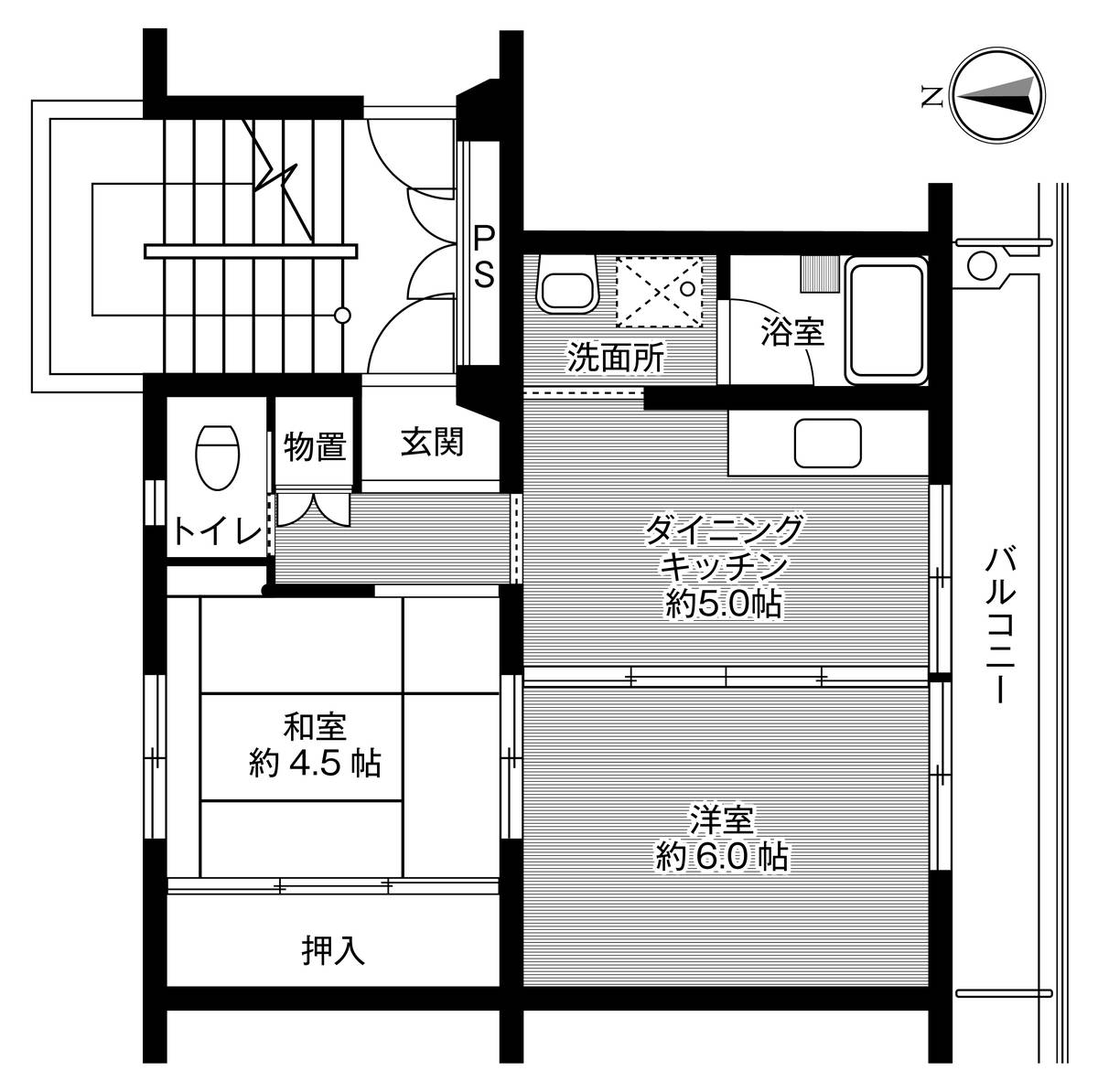 2DK floorplan of Village House Saruhashi in Otsuki-shi