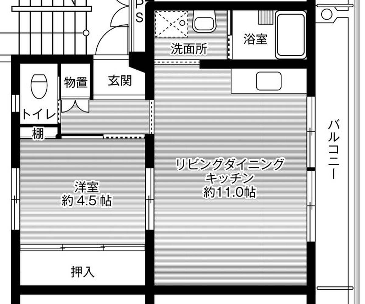 Sơ đồ phòng 1LDK của Village House Ueki ở Kita-ku